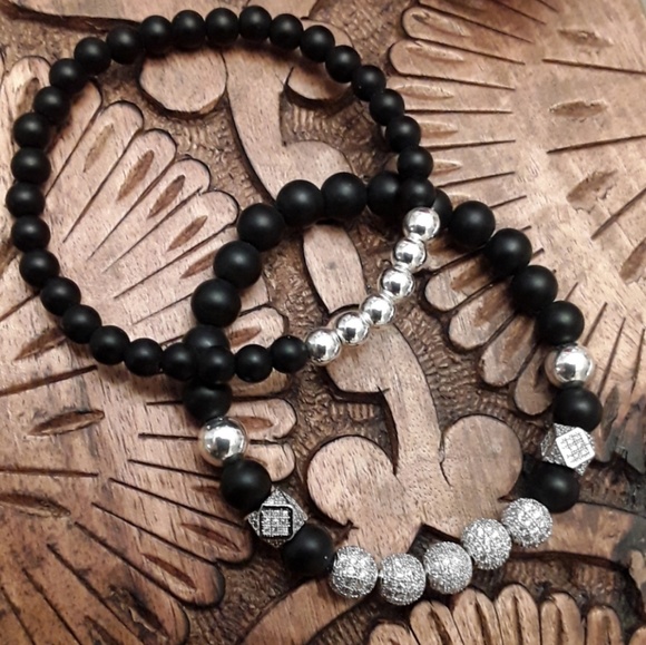 NEW Genuine Onyx and Zircon Mineral Bracelets - Picture 2 of 7